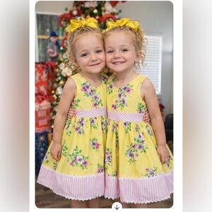 Twin Set.    Rare Edition Floral Yellow Dress with Pink Accents